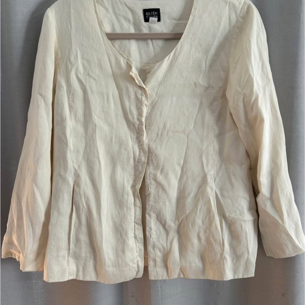 Eileen Fisher size small / medium ladies jacket 100% silk off white color